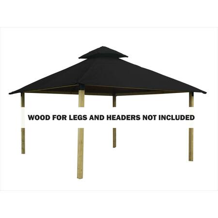 SUPERHEROSTUFF 14 sq. ft. Gazebo Roof Framing & Mounting Kit with Black Sundura Canopy PA3732435